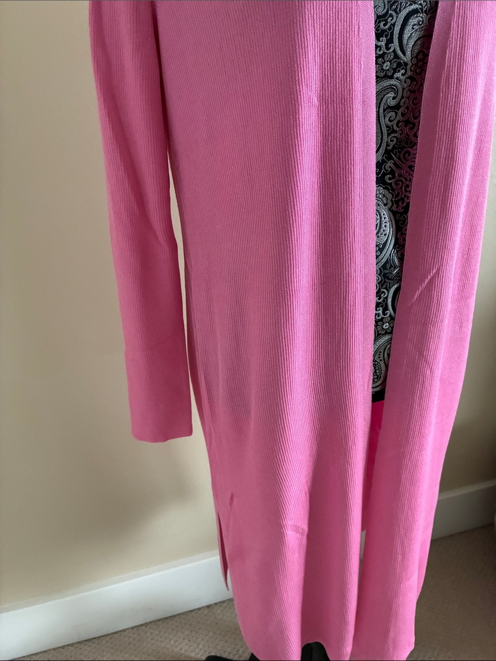 NWOT! Lafayette 148 New York Pink Open-Front Long Silk Cardigan Size Medium - Picture 3 of 7